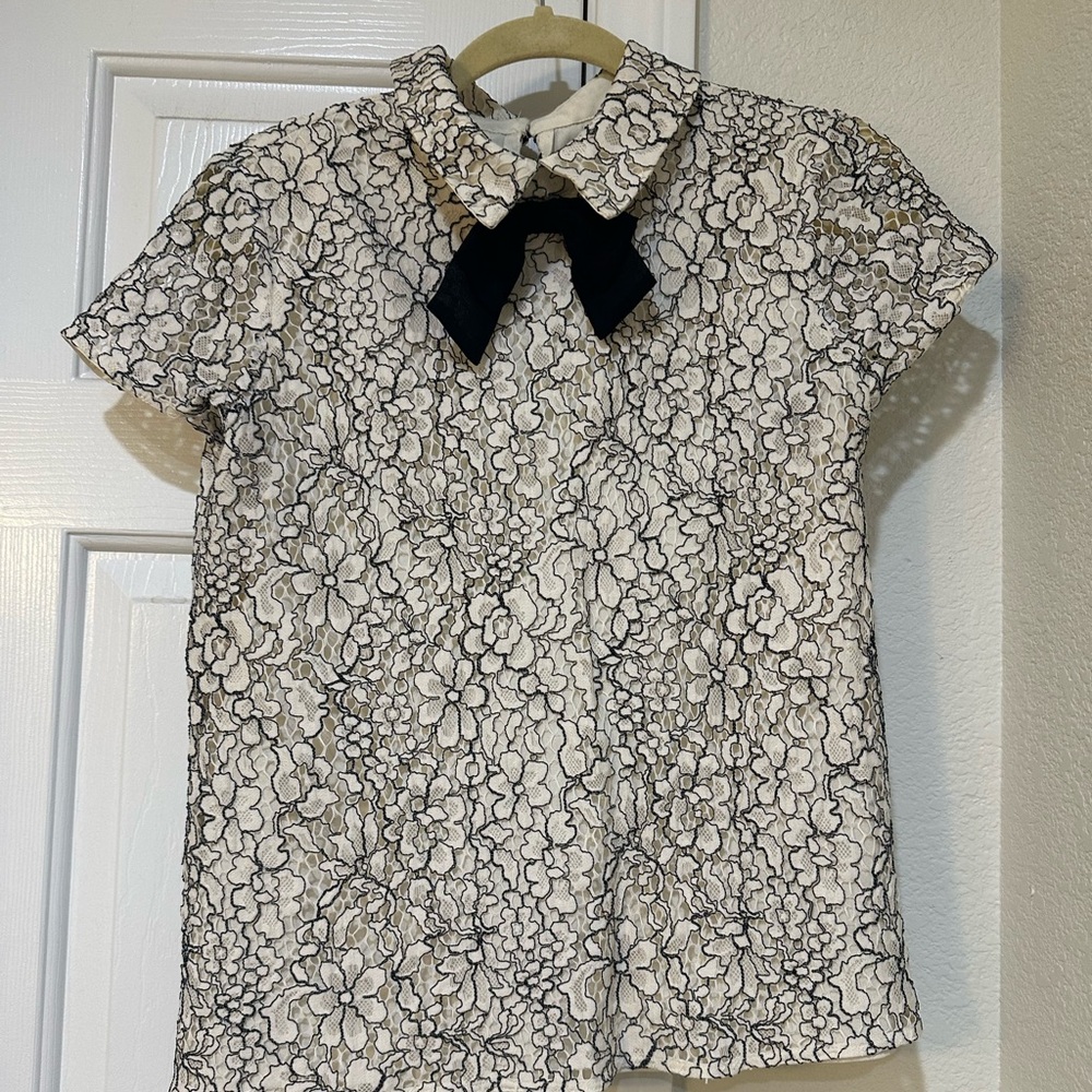 Karl Lagerfeld Lace Blouse- with black bow